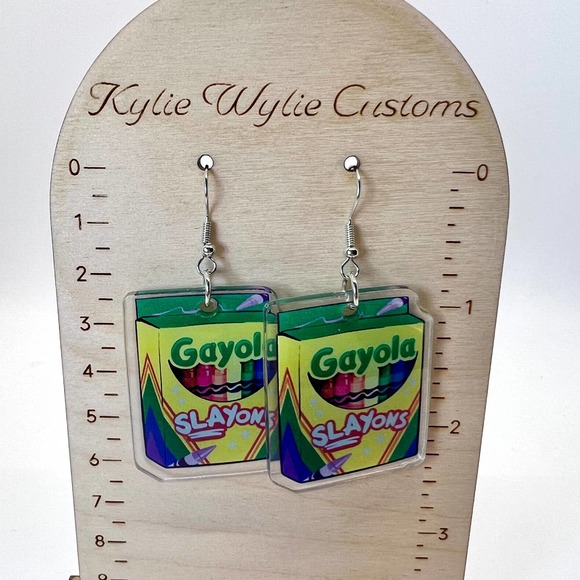 “Slay-Ons” Crayon Earrings - Pride Earrings - Funny Earrings - Statement Earring - Picture 8 of 8